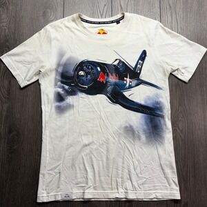 Red Bull The Flying Bulls Corsair Airplane Graphic T-Shirt Mens Small White